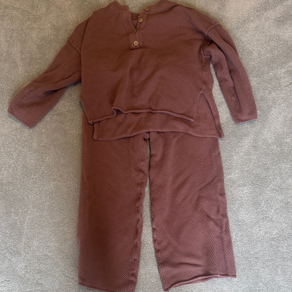 Women's Button-Up Sweatshirt Set in Mauve